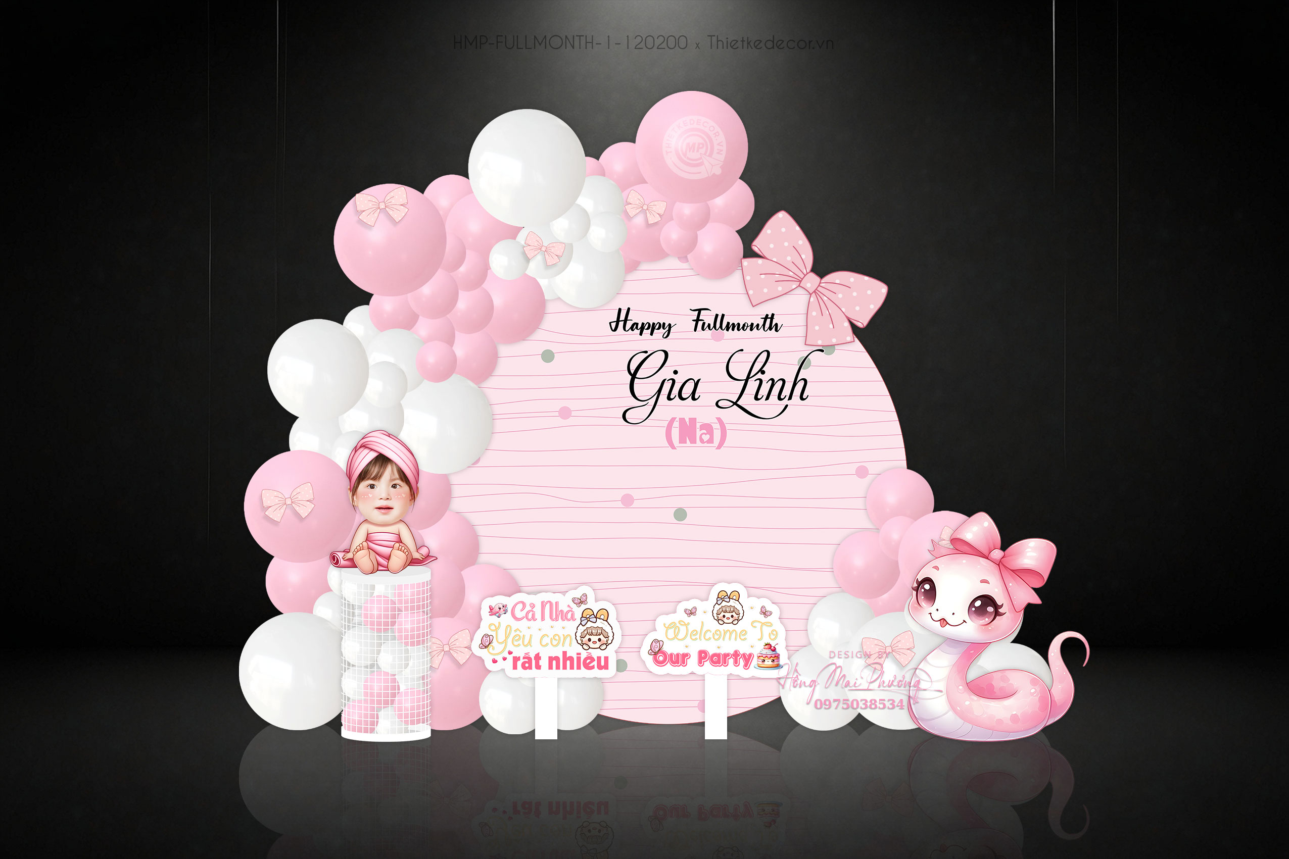 Backdrop đầy tháng cho bé tuổi tỵ